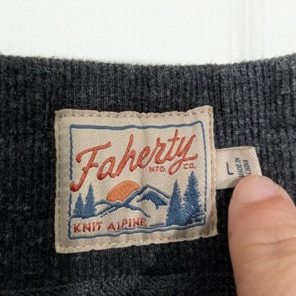Faherty Cargo Joggers Mens Size Large Gray Alpine Knit Drawstring Sweatpants - Picture 5 of 13